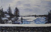 Rannoch Moor I (Blick von der Victoria Bridge zum Loch Tulla), Mischtechnik (Öl, Kohle, Pastell), Karton auf Leinwand kaschiert, 50 x 32 cm, 2022