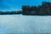 Winter im Niederen Fläming II, Öl auf Karton, auf Leinwand kaschiert, 50 x 32 cm, 2022